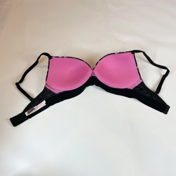 NWOT Victoria's Secret PINK Bra 34D Wear Everywhere Wireless Push Up Floral Logo - Picture 4 of 8